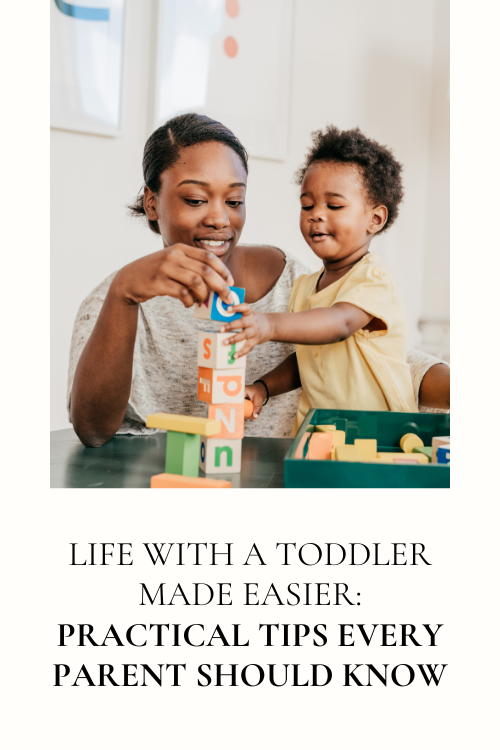 mom stacking blocks with toddler son