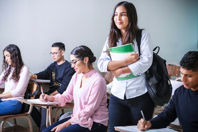 teen girl in college