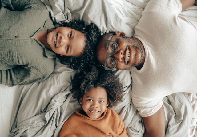 dad with kids happy