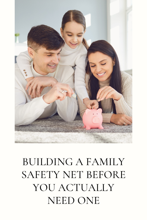family with piggy bank