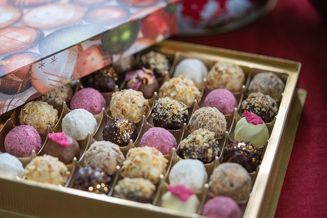 box of colored chocolates