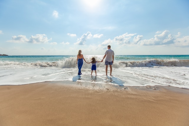family at beach