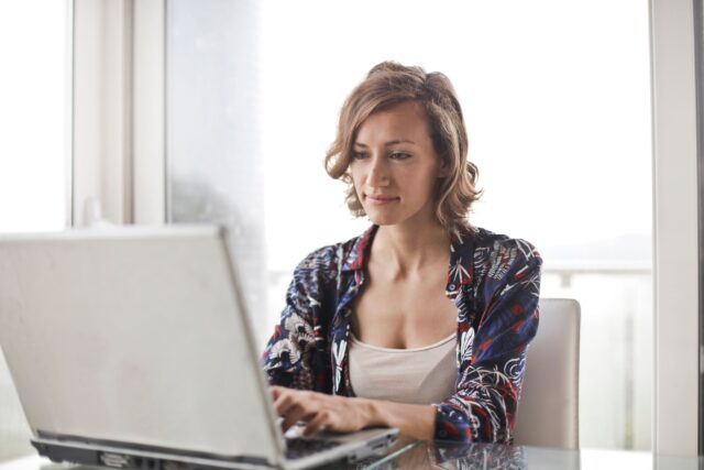 woman working on laptop