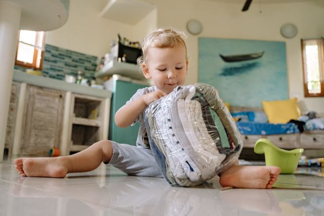 little kid sitting on floor